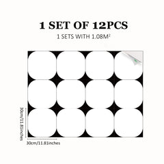 12pcs Waterproof Tile Stickers Non-slip Self-adhesive Kitchen Bathroom Decor