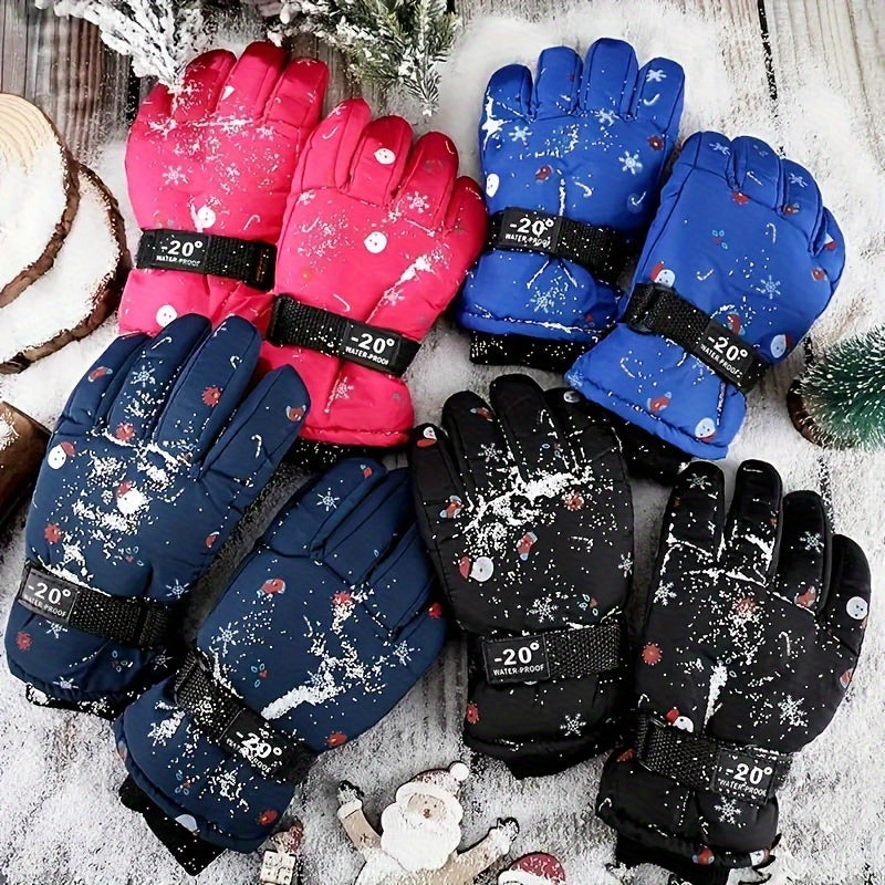 Waterproof Ski Gloves Kids 8-12 Warm Unisex Cold Weather