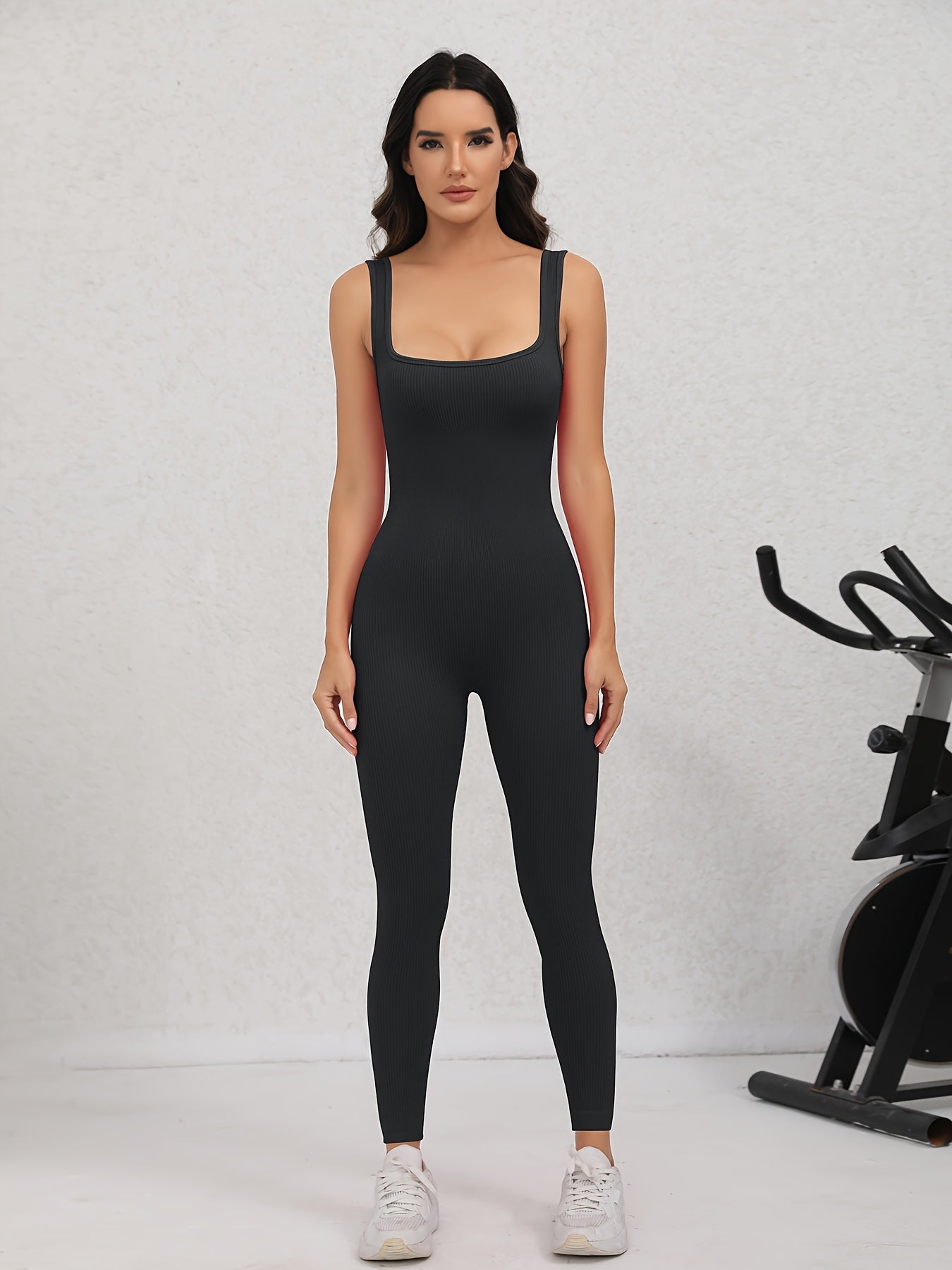 Women's Yoga Ribbed Bodysuit Sleeveless Jumpsuit