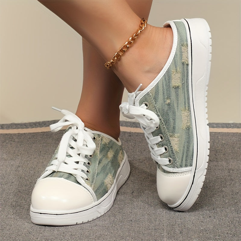 Women's Denim Flat Canvas Shoes Lightweight Low Top Sport Shoes