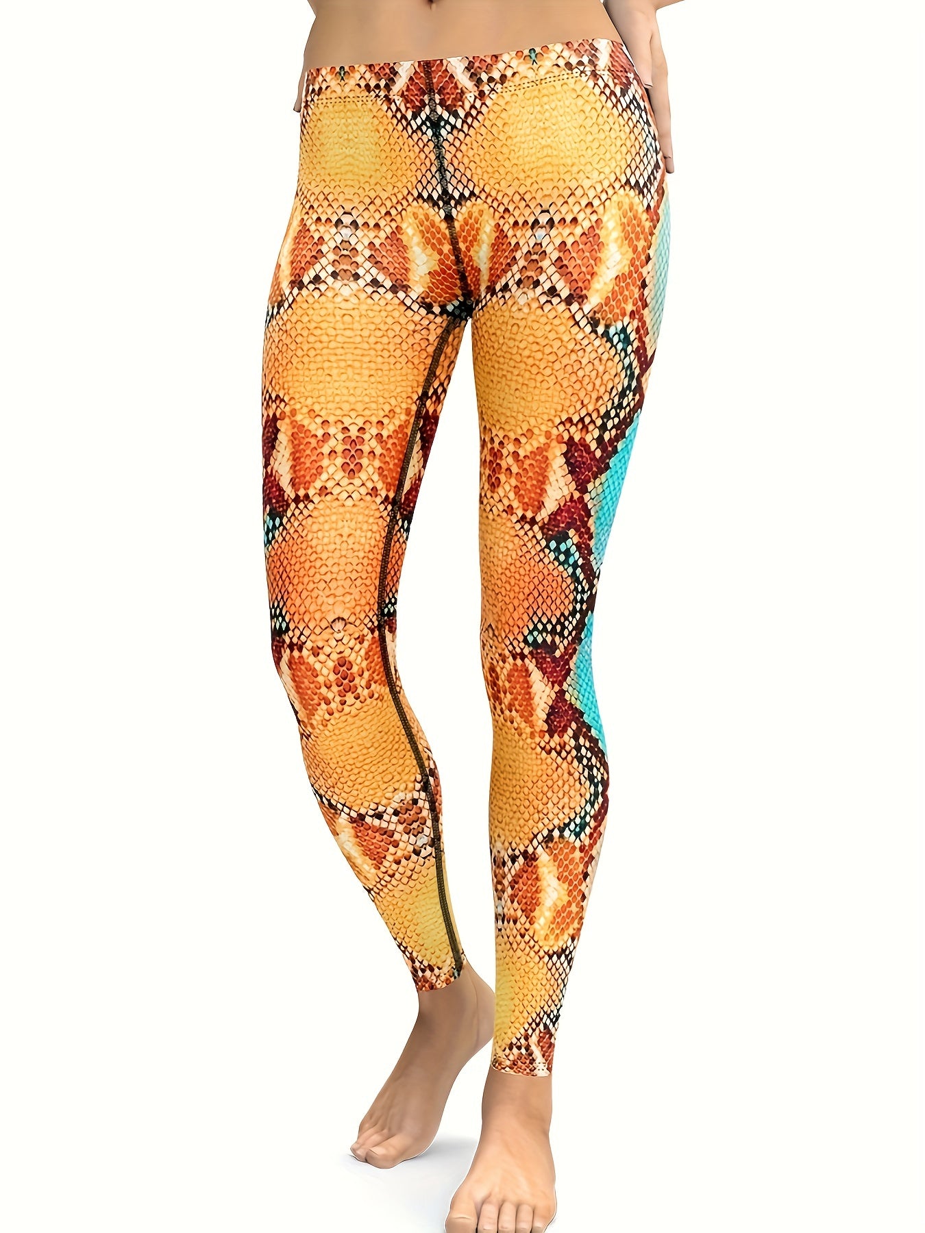 Snakeskin Yoga Leggings: Stylish High Waist Activewear for Women