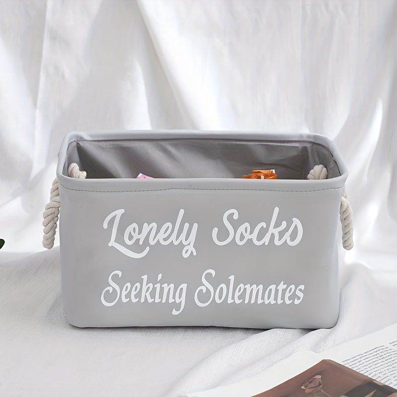 Large Fabric Storage Box w/ Rope Handles - Lonely Sock Seeking Solema