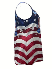 American Flag & Butterfly Print Tank Top