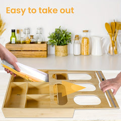 Bamboo Storage Bag & Nail Stickers Drawer Organizer Set