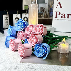 DIY Building Block Roses Red Tabletop Decor Art for Christmas Halloween