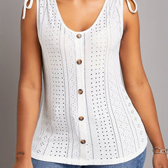 Eyelet Embroidered Tank Top for Summer