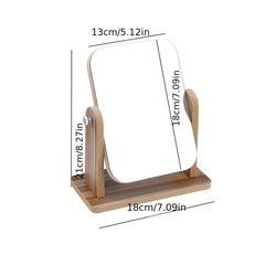 Wooden Desk Makeup Mirror 360 Degree Adjustable