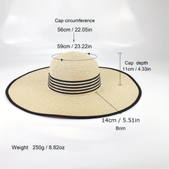 Beige Oversized Floppy Sun Hat Women Travel Beach Hat Edge Wide Brim