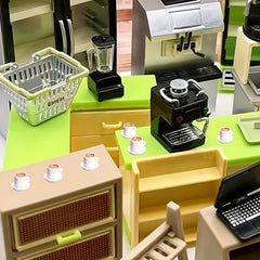 Dollhouse Coffee Machine with Coffee Cup Set - Kitchen Toy Set C