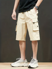 Men's Knee Long Cargo Shorts with Side Pockets