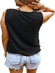 Sunset & Coconut Print Crew Neck Camisole Tank Top