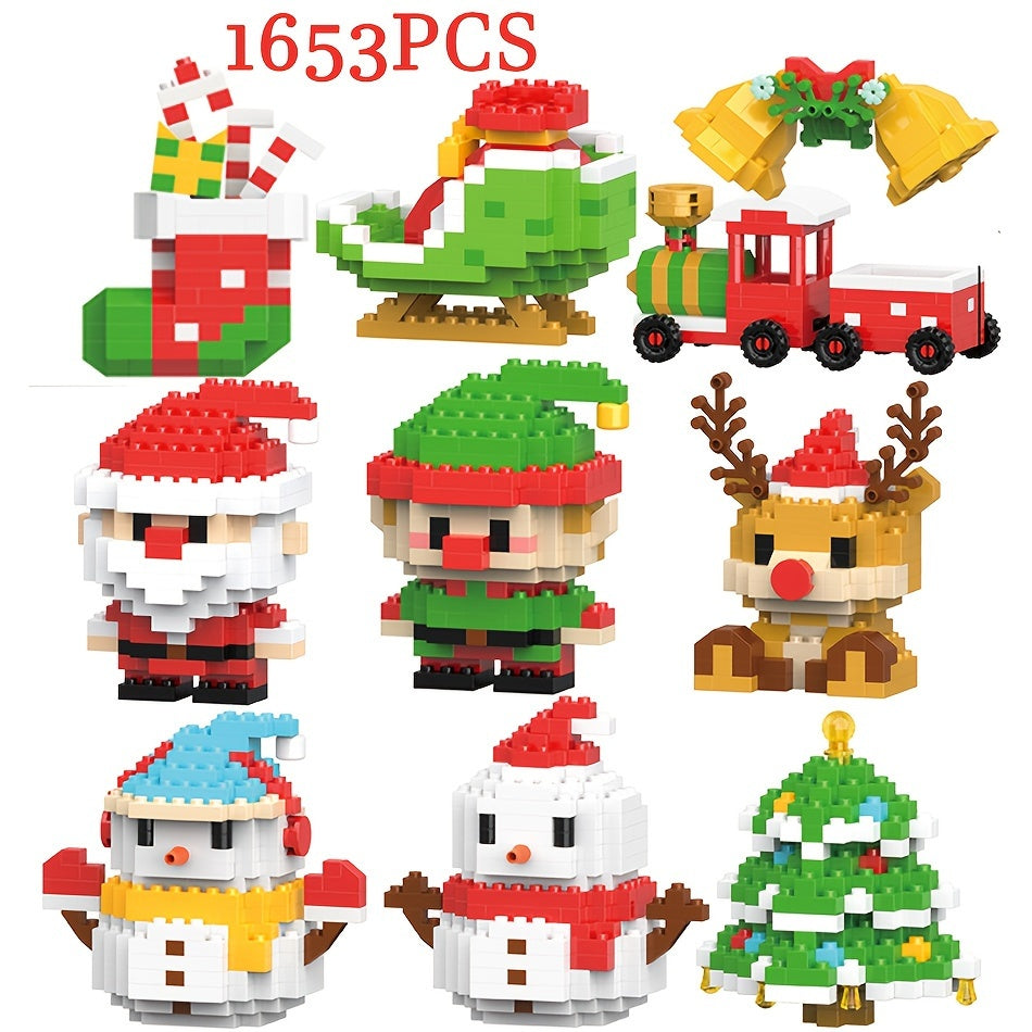 Christmas Tree Building Blocks Kit Elk Santa Claus Train Small