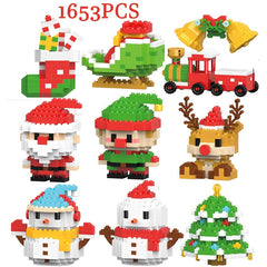 Christmas Tree Building Blocks Kit Elk Santa Claus Train Small