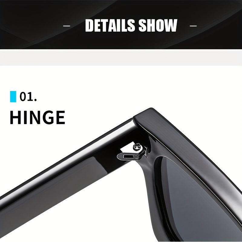 Men's Large Square Frame PC Sunglasses with Anti-pressure Paper Box