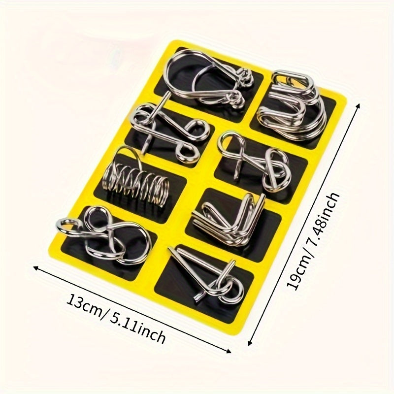 Metal Wire Puzzle Set 16-Piece Brain Test Interlocking Game Chinese Magic Toys