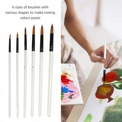 6pcs Artist Brush Set Nylon Hair Acrylic Gouache Watercolor Painting