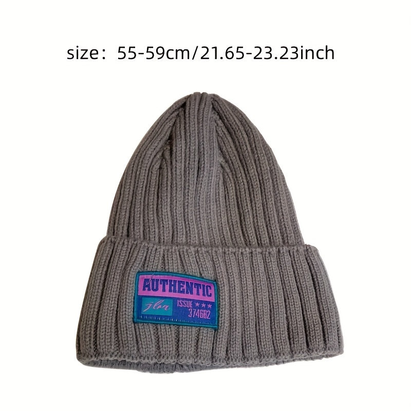 Candy Beanie Label Patch Unisex Knit Hat Coldproof Warm Ski Hat
