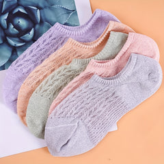 5 Pairs Mesh Invisible Socks Breathable Low Cut Ankle Socks Women's Stockings