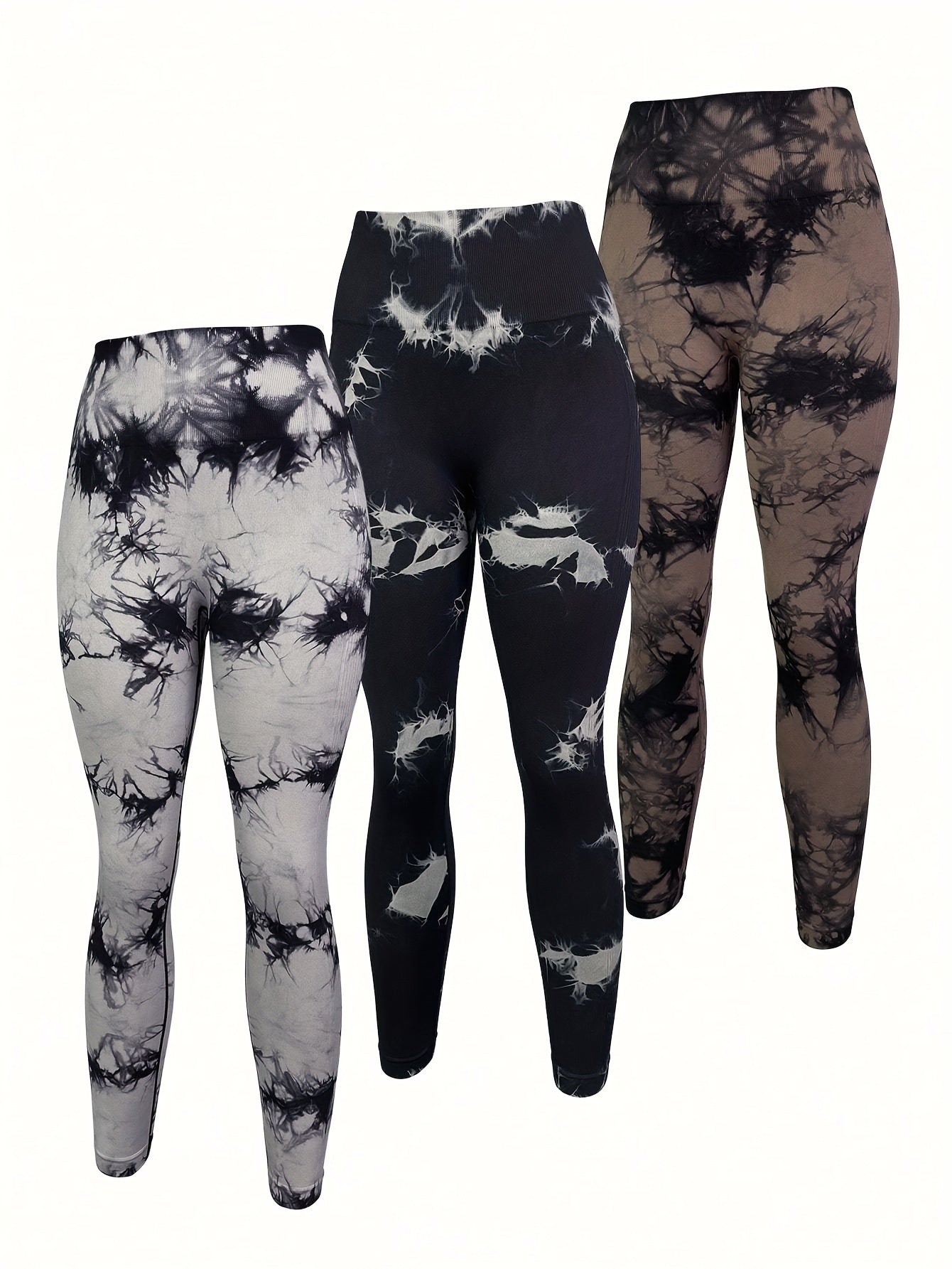 3pcs Tie Dye Yoga Pants High Stretch Leggings Women's Activewear