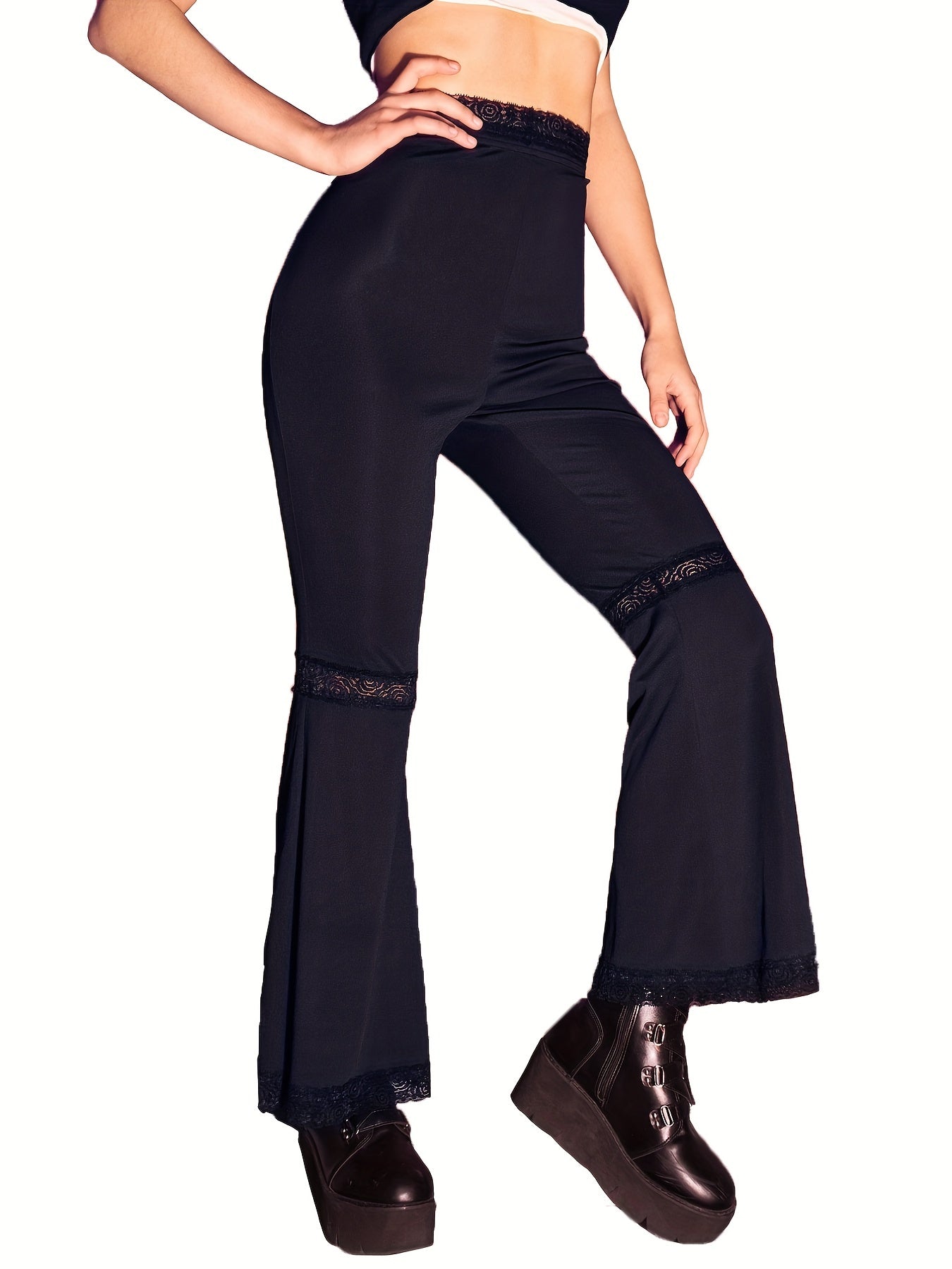 Lace Flare Yoga Pants High Stretch Sports Leggings