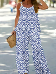 Paisley Print Tank Top & Pants Boho Outfit Set