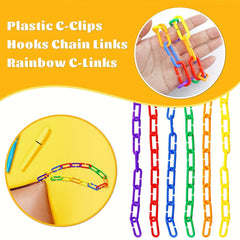 100pcs Rainbow C Clips Hooks Plastic Building Block Toys Hooks Chain