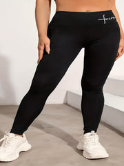 Women's Plus Letter Print Skinny Leggings