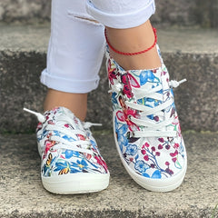 Colorful Floral Pattern Flat Shoes Women's Shallow Mouth Casual Shoes