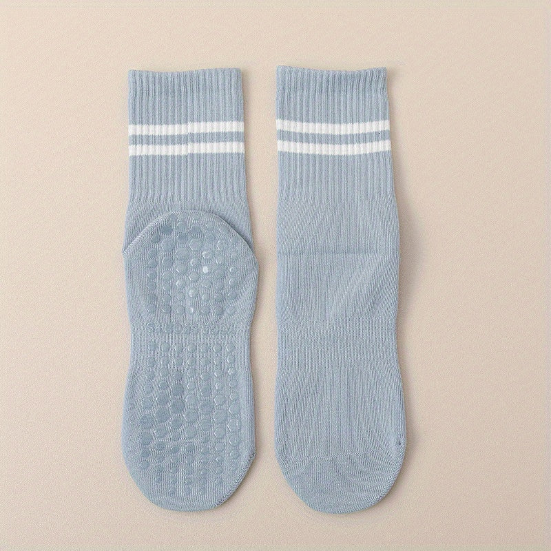 2 Pairs Silicone Non-slip Yoga Socks Striped Breathable Sports Socks