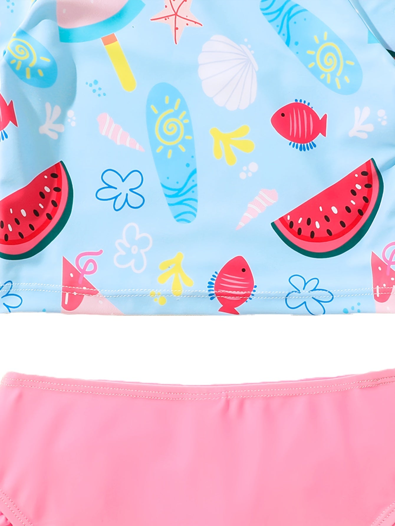 Girls Watermelon Graphic Top & Ruffle Trim Briefs Set