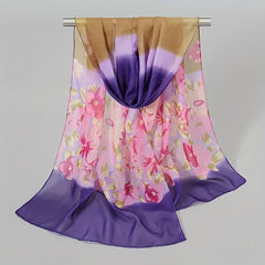 Boho Floral Printed Chiffon Scarf Silky Shawl