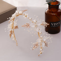 Floral Pearl Bridal Headband Flower Wedding Headpiece