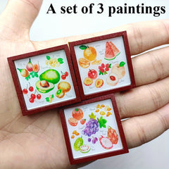 Dollhouse Picture Albums Wooden Frame Paper Paintings Set