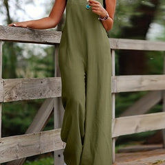 Solid Square Neck Wide Leg Cami Jumpsuit