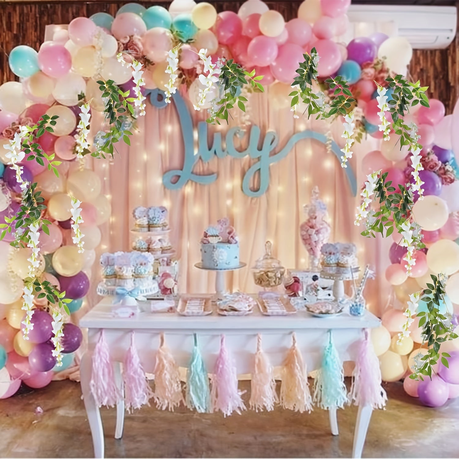 2pcs 6Ft Artificial Wisteria Garland Silk Hanging Flower