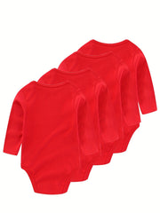 4Pcs Set Unisex Long Sleeve Baby Bodysuits Cotton Newborn Baby Clothes