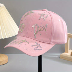 Rhinestone Letter Baseball Cap Solid Hip Hop Cotton Hat Lightweight