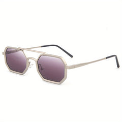 Hip Hop Retro Sunglasses Double Beam Square Zinc Alloy Frame