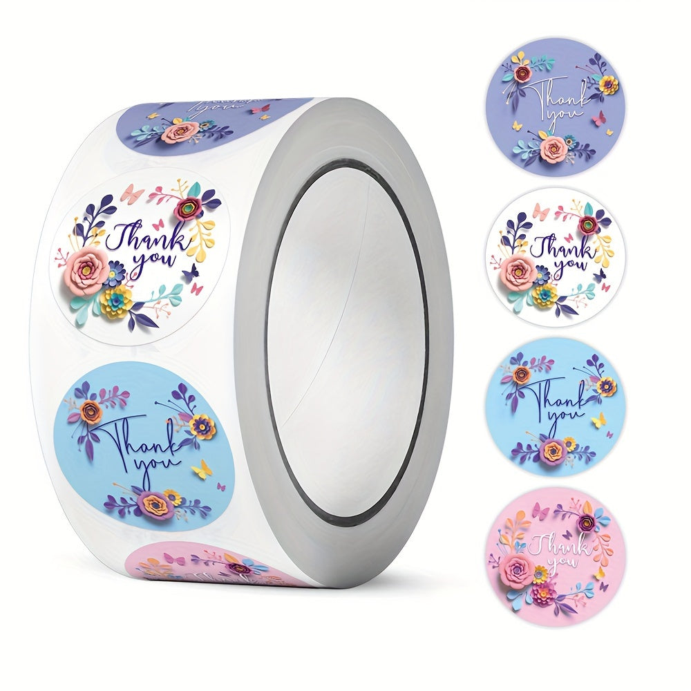 500pcs Floral Thank You Label Stickers 4 Designs Party Decoration Stickers