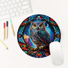 Owl Gaming Mouse Pad for Women/Girls Round Mousepad Non-slip Rubber Mat