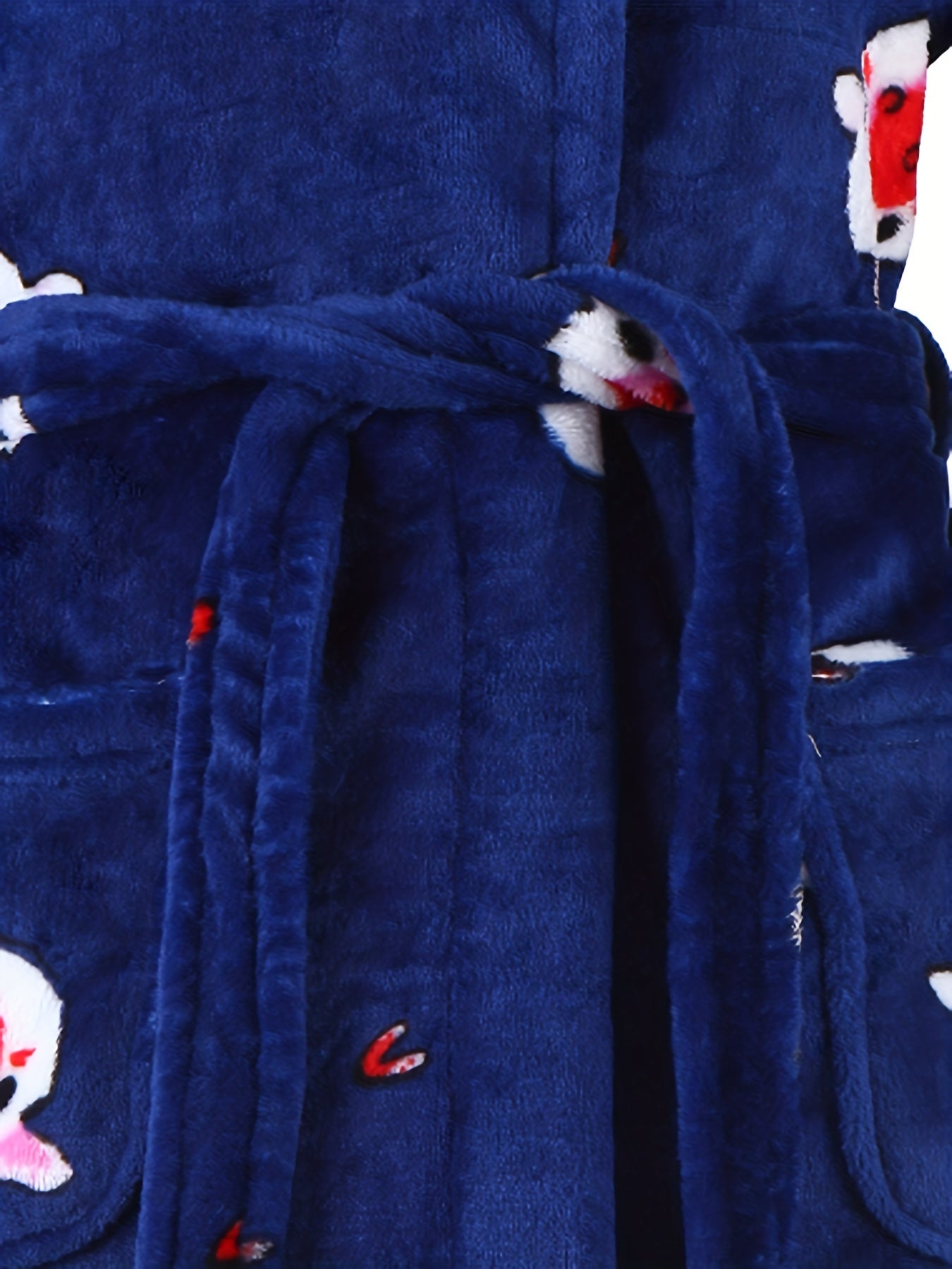 Women's Pig Print Fuzzy Lounge Robe Long Sleeve Warm Robe