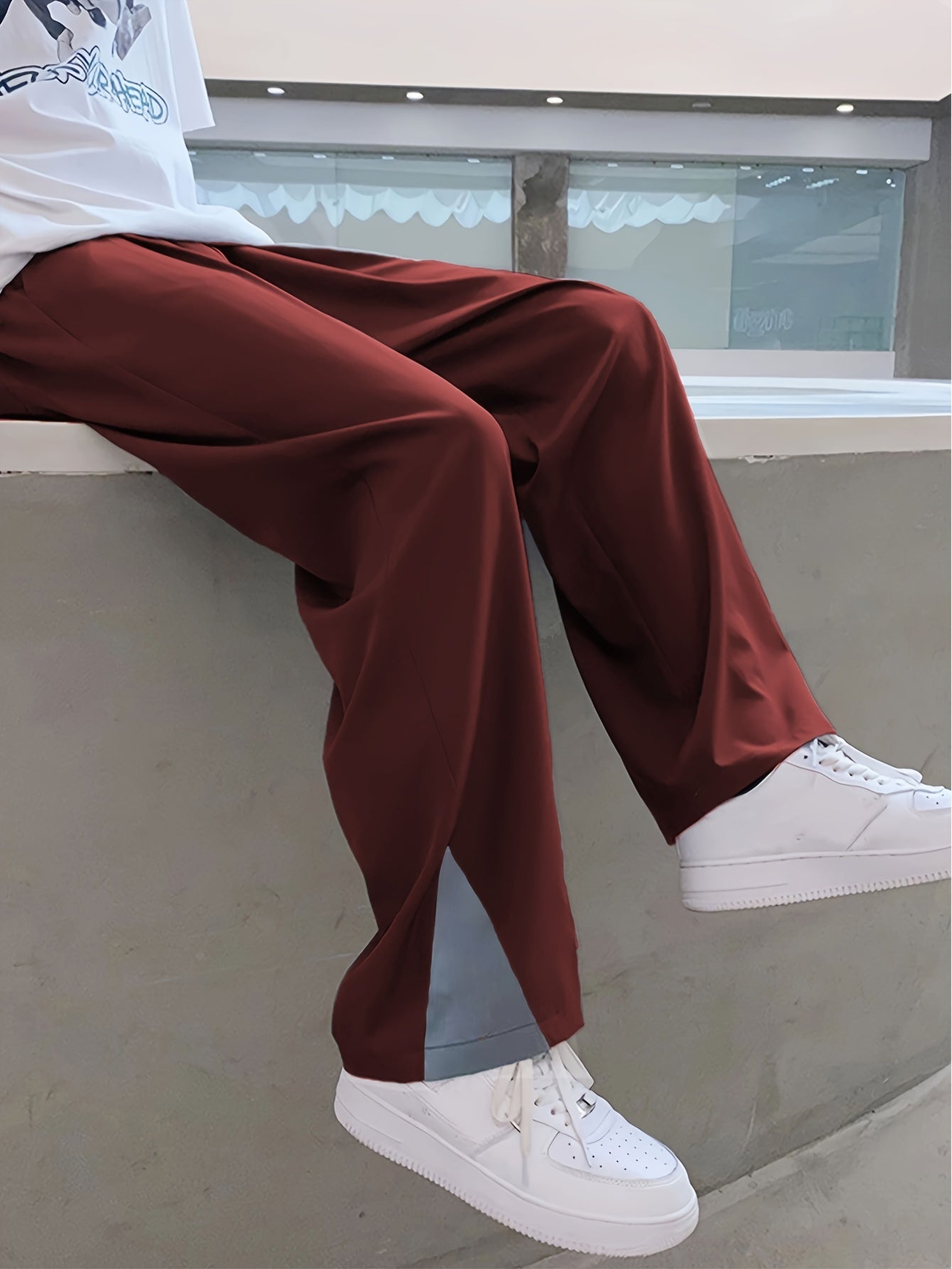 Men's Casual Solid Loose Fit Pants For Spring Summer