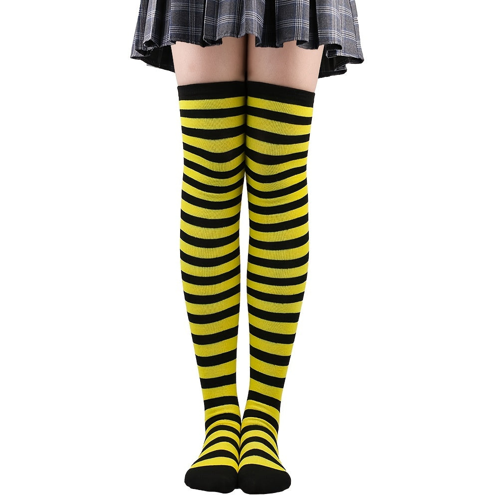 Christmas Stripes Over Knee Socks Women's Stockings