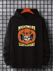 Men's Nightmare Print Hoodie Slightly Stretch Breathable Drawstring Sweatshirt