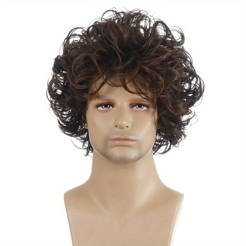 Curly Synthetic Short Hair Men's Wig for Parties