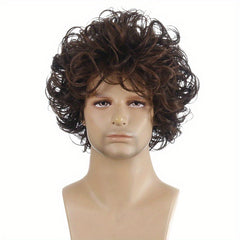Curly Synthetic Short Hair Men's Wig for Parties