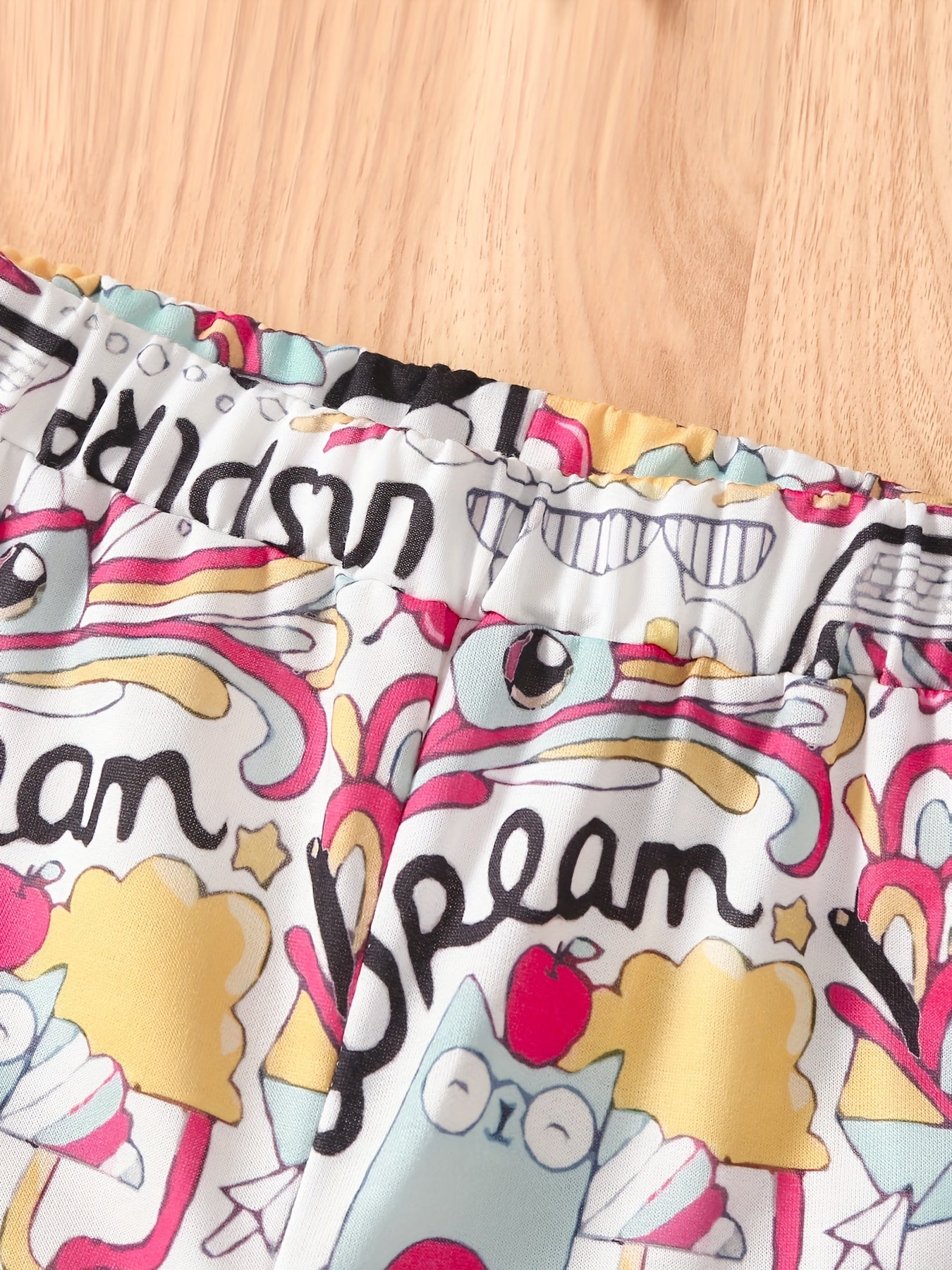 Girls Graffiti Cartoon Allover Sweatpants Elastic Waist Jogger Pants