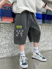 Boys Denim Jeans Cropped Pants with Pockets