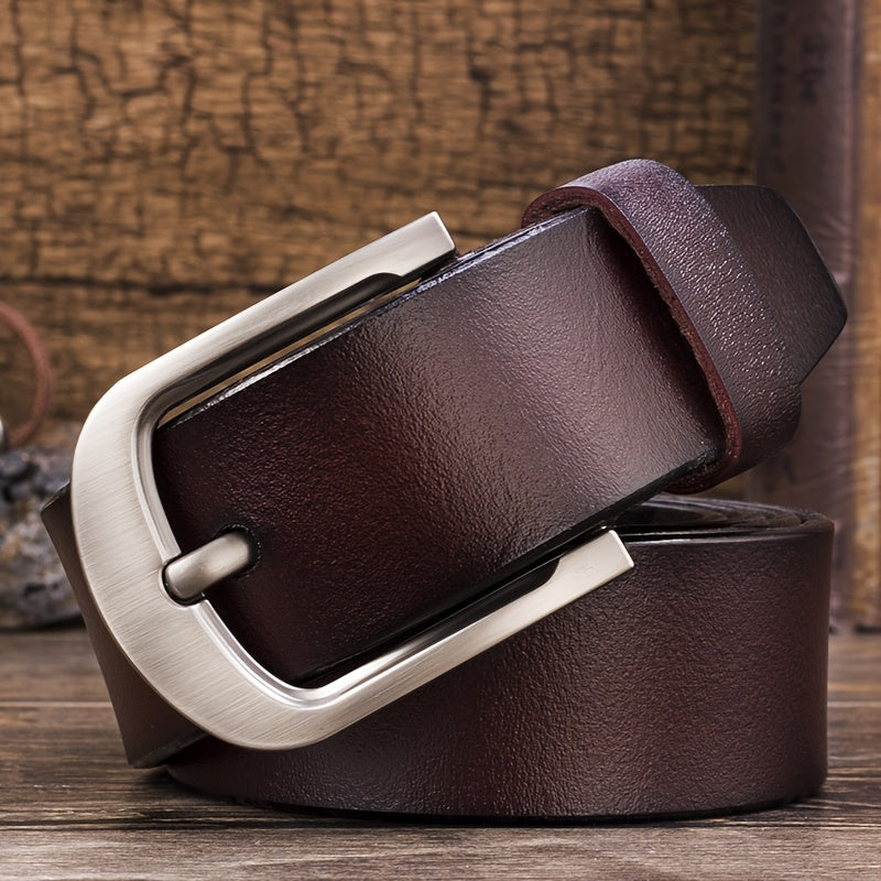 Men's Cowhide Leather Belt Retro Middle-aged & Young Pin Buckle Belt