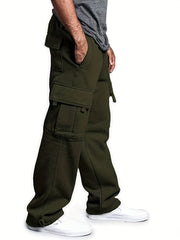 Men's Elastic Waist Cargo Pants with Pockets - Comfortable Sweatpants
